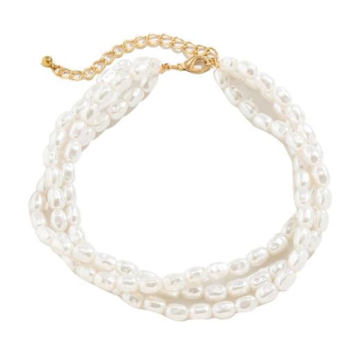 Naroote Perlenhalsband-Halskette, Perlenkette Elegant für Zuhause (Freie Größe) von Naroote