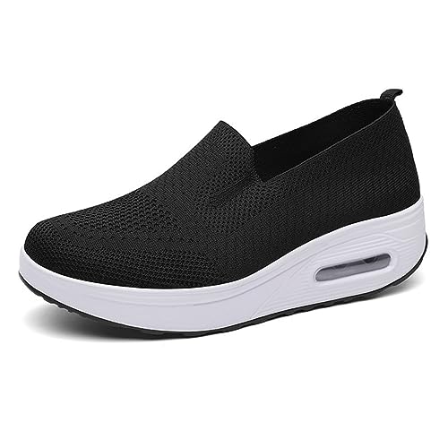 Naroote Plateau-Sneaker, Reine Farbe, Einfach, Atmungsaktiv, Leicht, Weich, Lässig, Damen-Slip-On-Schuhe für den Alltag für die Arbeit (36) von Naroote