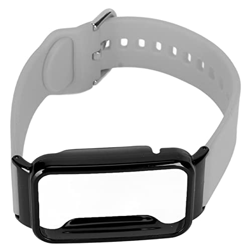 Naroote Silikon-Uhrenarmband, Flexibler, Weicher Ersatz, Verstellbares Uhrenarmband, Stoßstangengehäuse für Übungen für Fitness (Graues und schwarzes Gehäuse) von Naroote