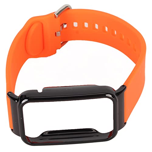 Naroote Silikon-Uhrenarmband, Flexibler, Weicher Ersatz, Verstellbares Uhrenarmband, Stoßstangengehäuse für Übungen für Fitness (Orange und schwarzes Gehäuse) von Naroote