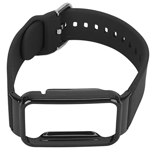 Naroote Silikon-Uhrenarmband, Flexibler, Weicher Ersatz, Verstellbares Uhrenarmband, Stoßstangengehäuse für Übungen für Fitness (Schwarzes und schwarzes Gehäuse) von Naroote