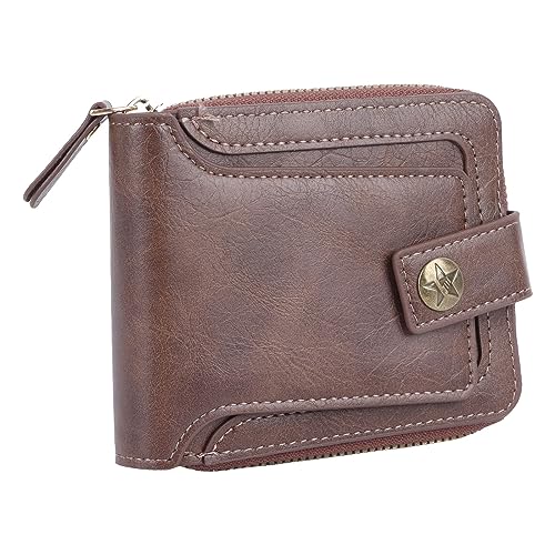 Naroote Trifold Wallet, Mehrere Schlitze Leichter Tragbarer Reißverschluss -Brieftasche für Außen (Brown) von Naroote
