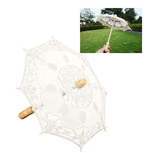 Spitzenregenschirm, Kleiner modischer sch ner Brautspitzenregenschirm, für Hochzeitsfeier(Beige small) von Naroote