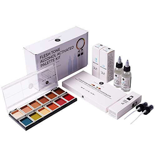 Narrative Cosmetics Flesh Tone Alcohol-Activated Palette, Activator, and Remover Kit, Professional SFX Makeup Set, Tattoo Cover von Narrative Cosmetics