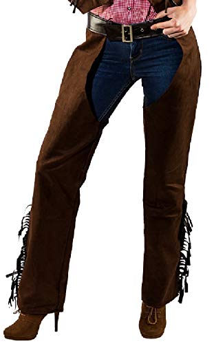 narrenkiste O9760-48-50 braun Damen Cowboy Cowgirl Chaps Wildlederimitat Gr.48-50 von narrenkiste