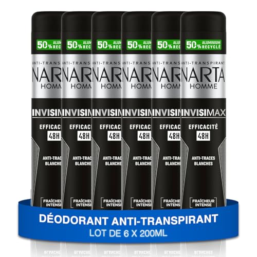 NARTA - Invisimax Herren-Deodorant Anti-Transpirant Spray 48 Stunden Wirksamkeit gegen weiße Flecken – 6 x 200 ml von Narta