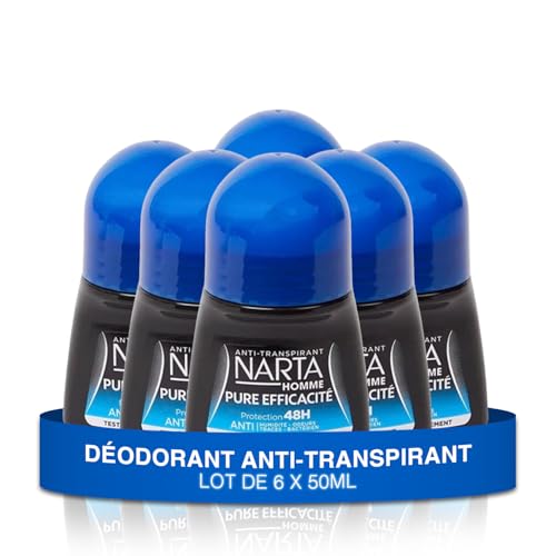 Narta - Deodorant für Herren mit Kugel – Pure Wirksamkeit Anti-Transpirant Schutz 48 Stunden – 6 x 50 ml von Narta