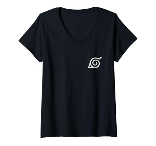 Damen Naruto Shippuden Action Attack Swirl Front and Back Anime T-Shirt mit V-Ausschnitt von Naruto