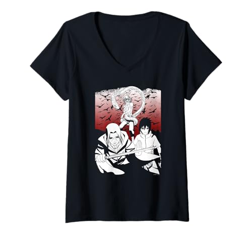 Damen Naruto Shippuden Sasuke Orochimaru T-Shirt mit V-Ausschnitt von Naruto