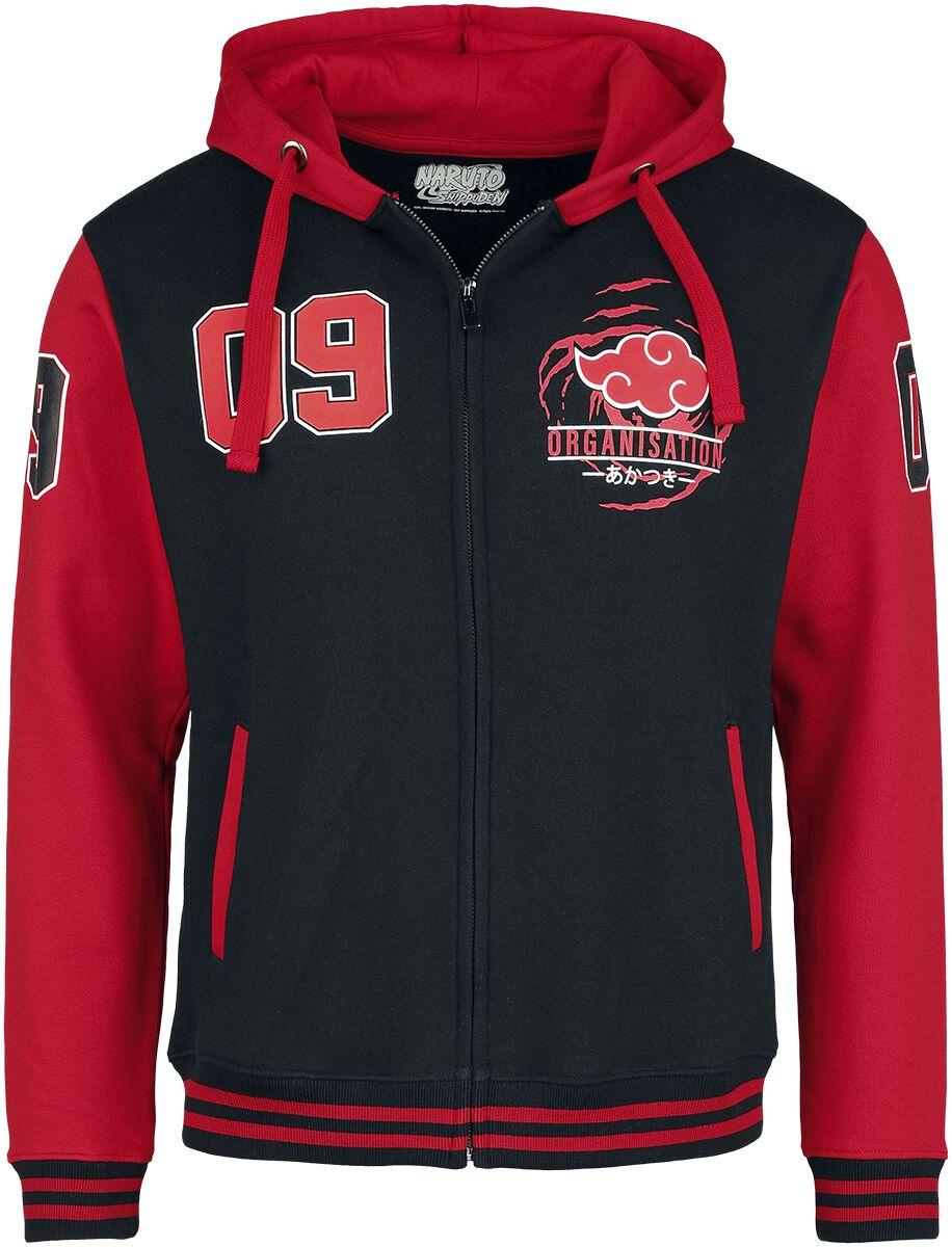 Naruto - Anime Collegejacke - Shippuden - Akatsuki 19 - S bis XL - für Männer - Größe S - schwarz/rot  - Lizenzierter Fanartikel von Naruto