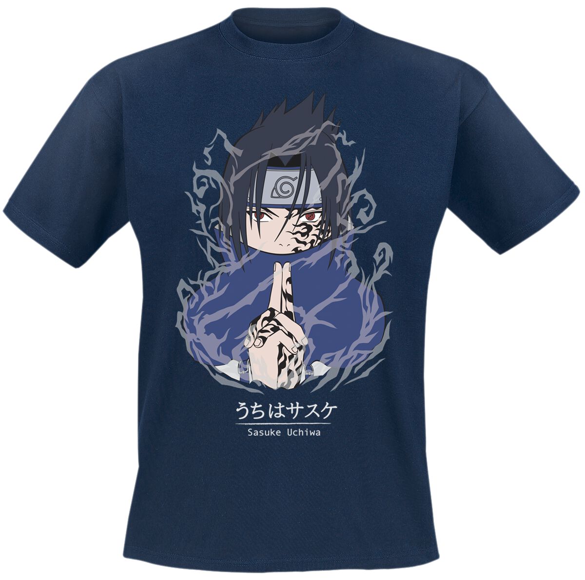 Naruto - Anime T-Shirt - Sasuke - S - für Männer - Größe S - navy  - Lizenzierter Fanartikel von Naruto