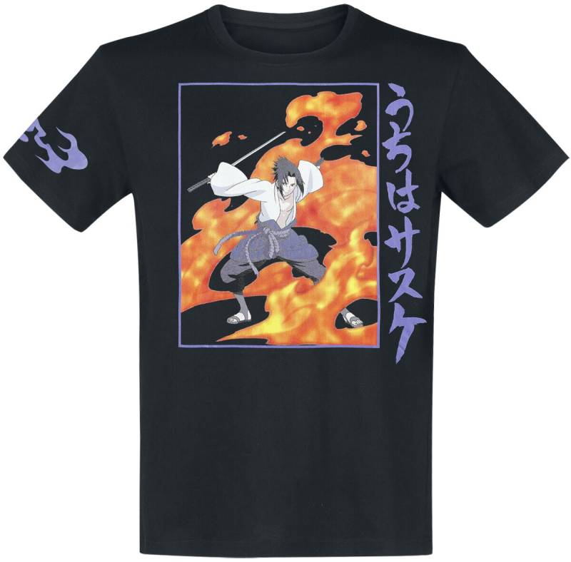 Naruto - Anime T-Shirt - Sasuke - S bis XXL - für Männer - Größe M - schwarz  - Lizenzierter Fanartikel von Naruto