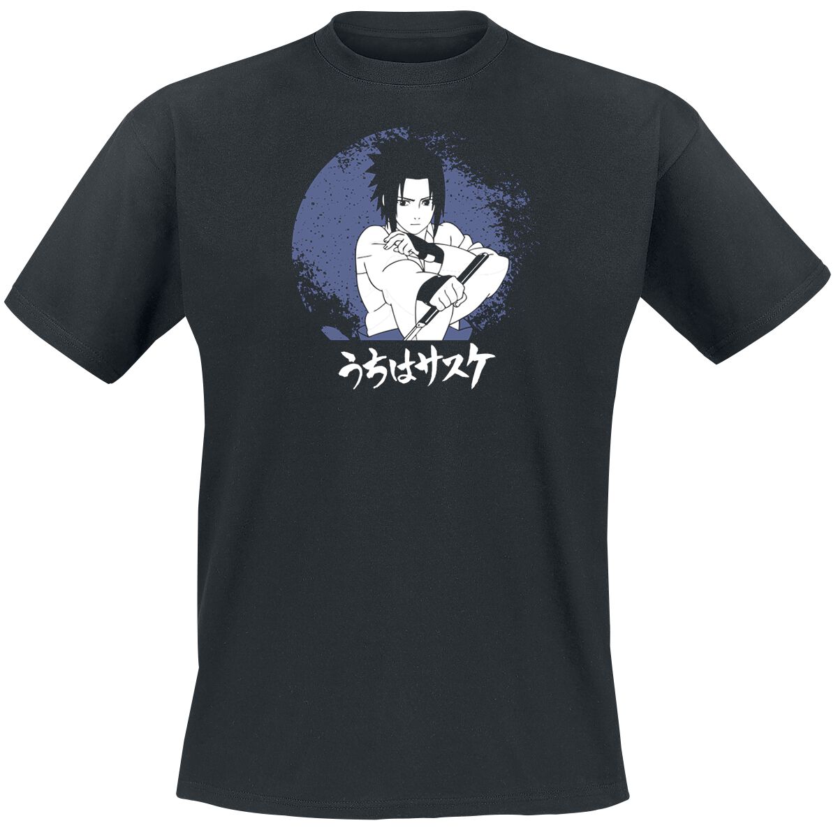 Naruto - Anime T-Shirt - Sasuke - S bis XXL - für Männer - Größe S - schwarz  - Lizenzierter Fanartikel von Naruto