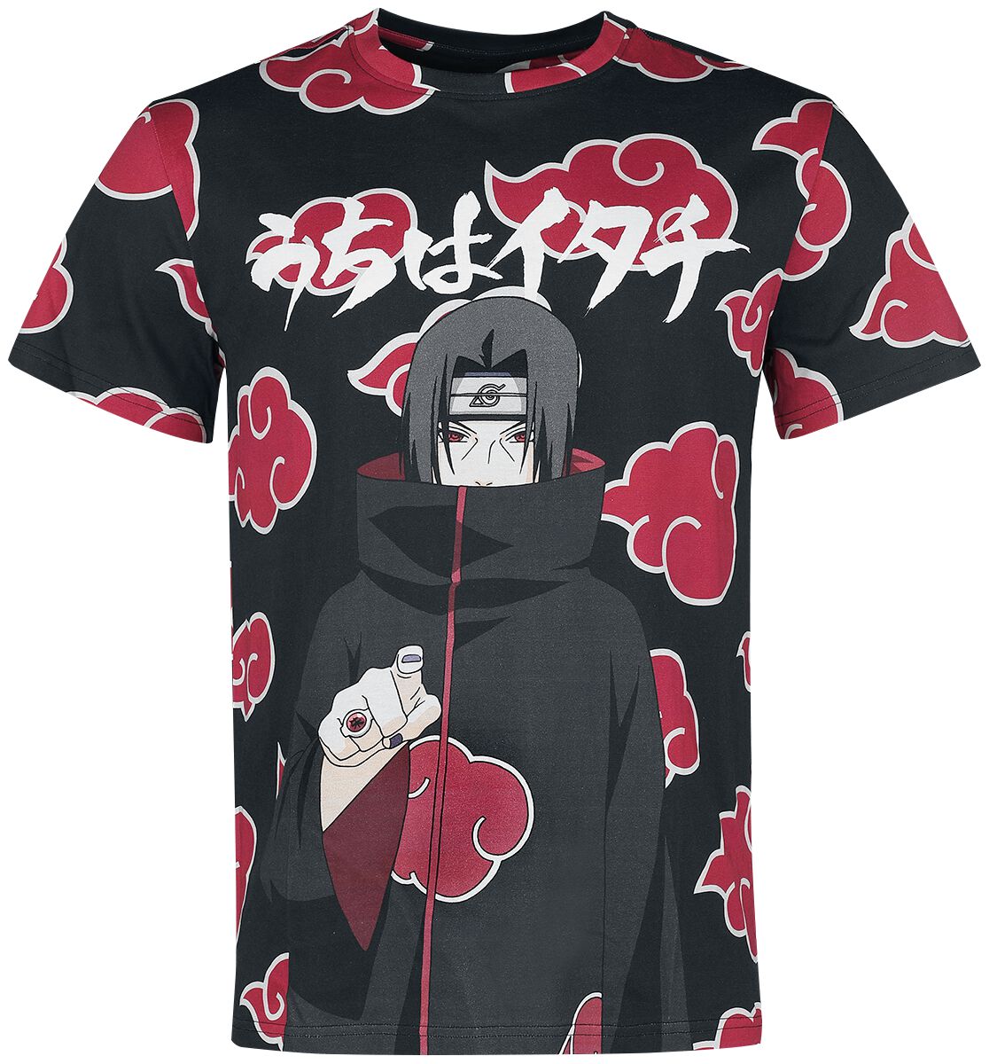 Naruto - Anime T-Shirt - Shippuden - Itachi Clouds - M bis XXL - für Männer - Größe XXL - multicolor  - Lizenzierter Fanartikel von Naruto