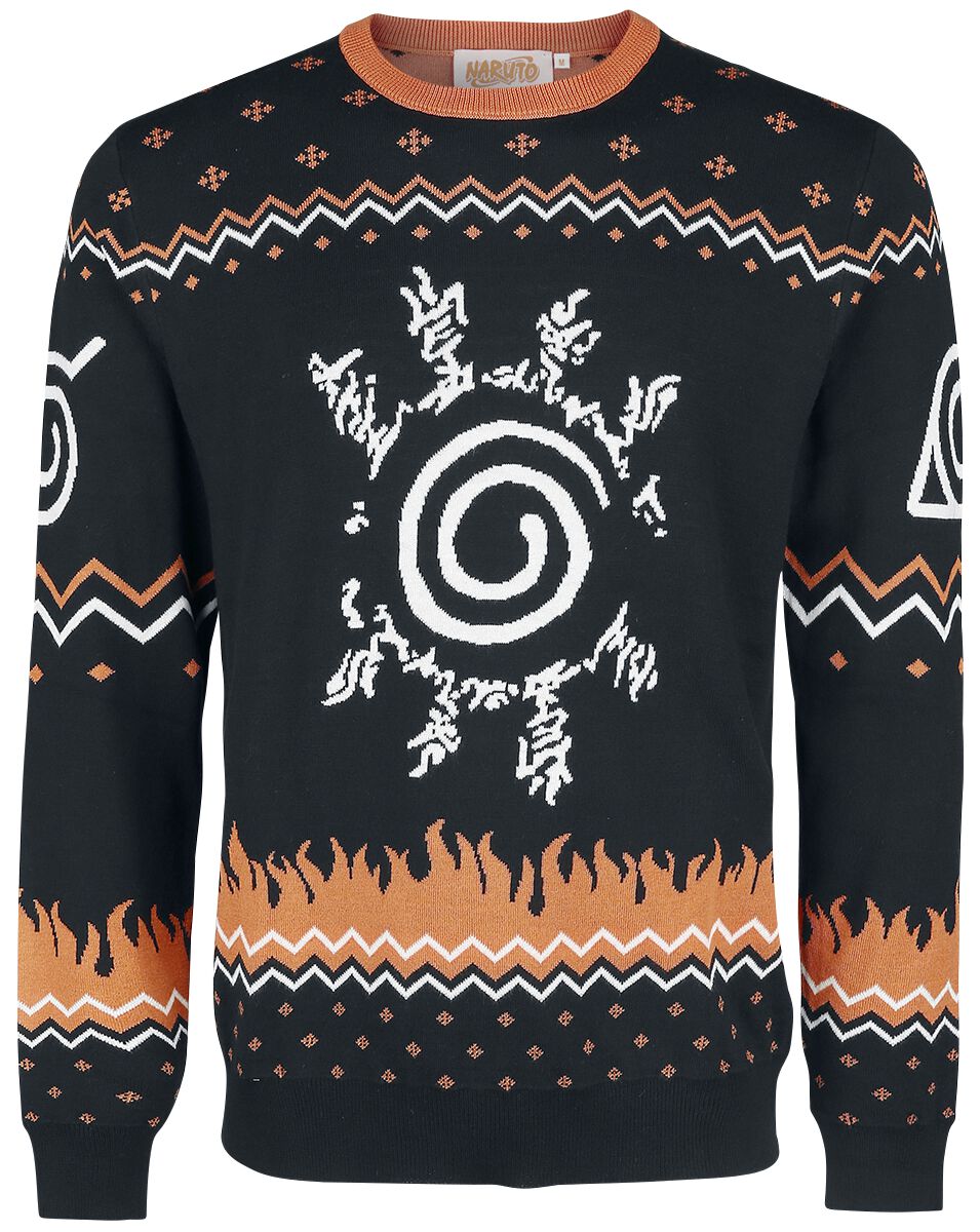 Naruto - Anime Strickpullover - Sign - S bis XXL - für Männer - Größe M - schwarz  - Lizenzierter Fanartikel von Naruto