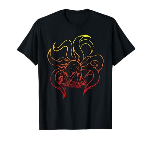 Naruto Naruto Shippuden Nine Tails Gradient Outline T-Shirt - Herren, Damen, Unisex Kinder - Schwarz - S - Kurzarm - Klassische Passform - Polyester 100% - Officially Licensed Merch von Naruto