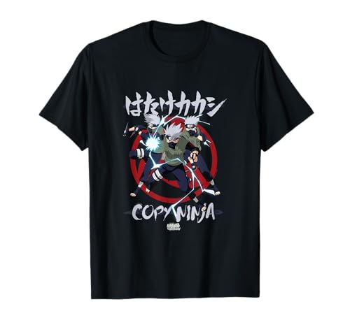 Naruto Offiziell lizenziertes Kakashi Copy Ninja Herren Unisex-Jugendliche Schwarz S Kurzarm T-Shirt von Naruto