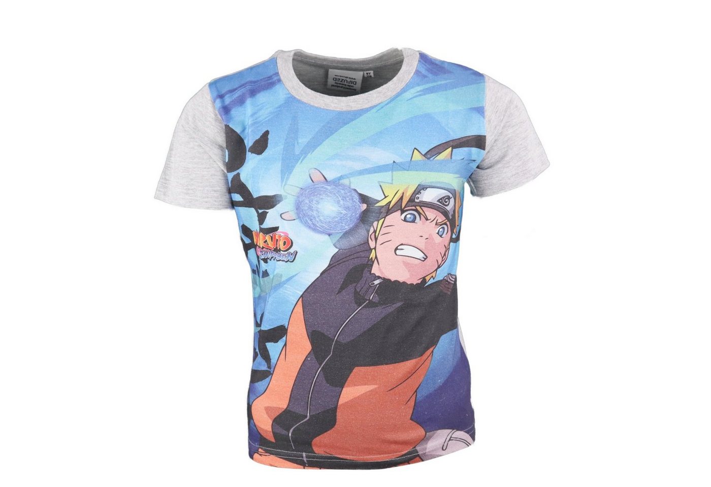 Naruto Print-Shirt Naruto Uzumaki Kinder Jungen T-Shirt Gr. 116 bis 152, 100% Baumwolle, Grau oder Blau von Naruto