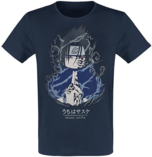 Naruto Sasuke Männer T-Shirt Navy M 100% Baumwolle Anime, Fan-Merch, TV-Serien von Naruto