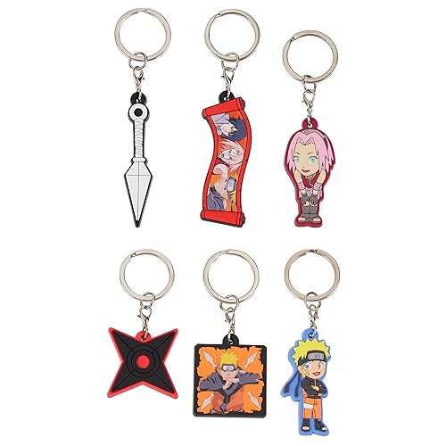 Naruto Geldbörse und Schlüsselanhänger Kinder Set - Kleine Geschenke für Kinder Anime Geldbeutel mit Metall-Schlüsselring (Mehrfarbig Set von 6 Schlüsselanhängern) von Naruto