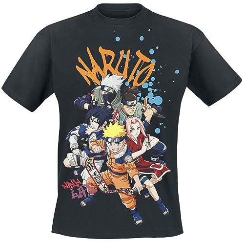 Naruto Team Männer T-Shirt schwarz S 100% Baumwolle Anime, Fan-Merch, TV-Serien von Naruto