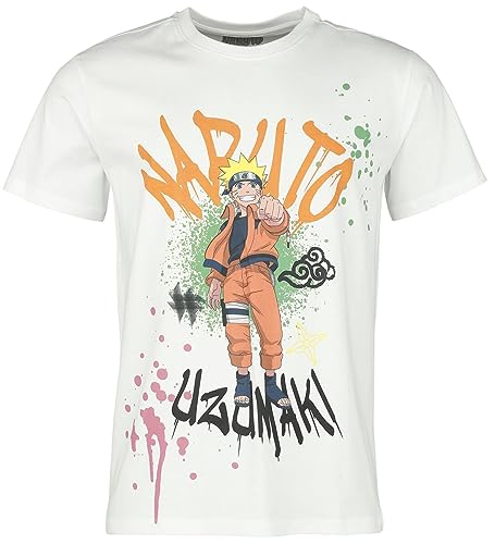 Naruto Uzumaki Männer T-Shirt weiß M 100% Baumwolle Anime, Fan-Merch, TV-Serien von Naruto