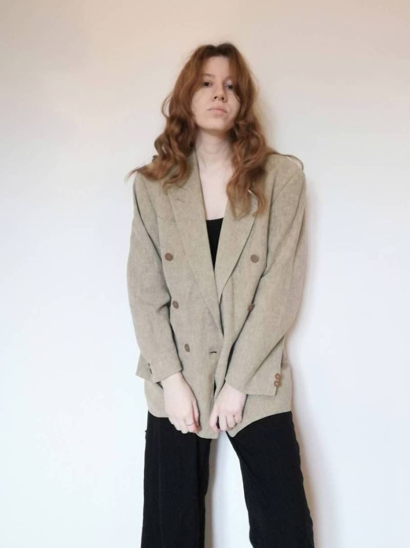 True Vintage Blazer Jackett Sand Braun Beige Unisex 90Er 90S Onesize S M True Vintage Blazer Jackett Sand Braun Beige Unisex 90Er 90S Onesize S M von Narvhi
