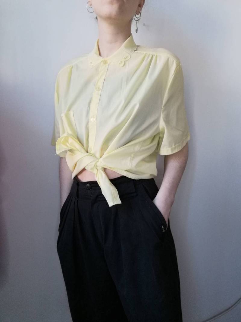 True Vintage Bluse 70Er 80Er 90Er Retro Granny Gelb Spitze 52 26 Kurzgröße True Vintage Bluse 70Er 80Er 90Er Retro Granny Gelb Spitze 52 26 Kurzgröße von Narvhi
