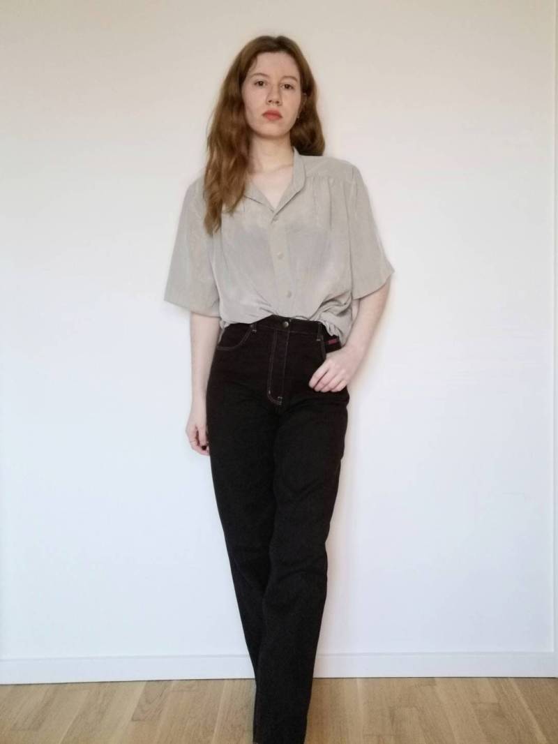 True Vintage Bluse 80Er 90Er Grau Silber 44 True Vintage Bluse 80Er 90Er Grau Silber 44 von Narvhi