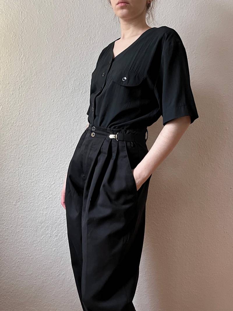 True Vintage Bluse Schwarz M 38 Safari 80Er 90Er True Vintage Bluse Schwarz M 38 Safari 80Er 90Er von Narvhi