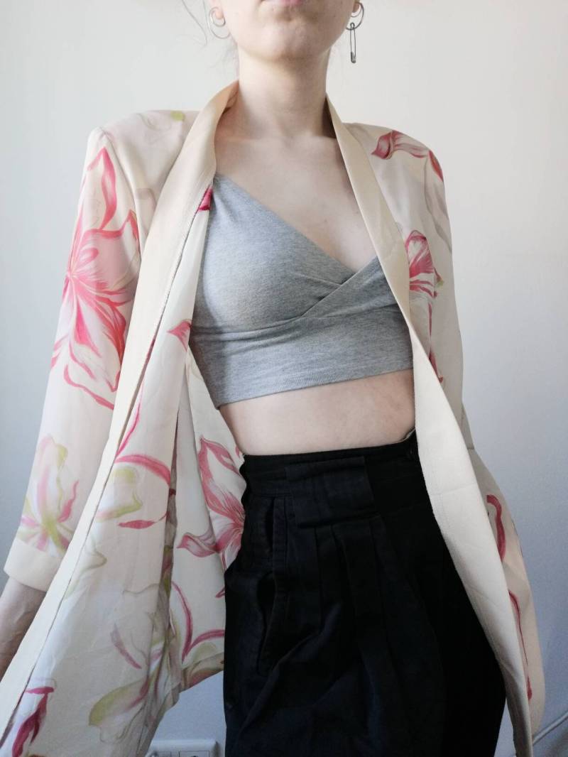 True Vintage Cardigan Kimono Pastell Gelb Rot 80Er 90Er Onesize Xs S M von Narvhi