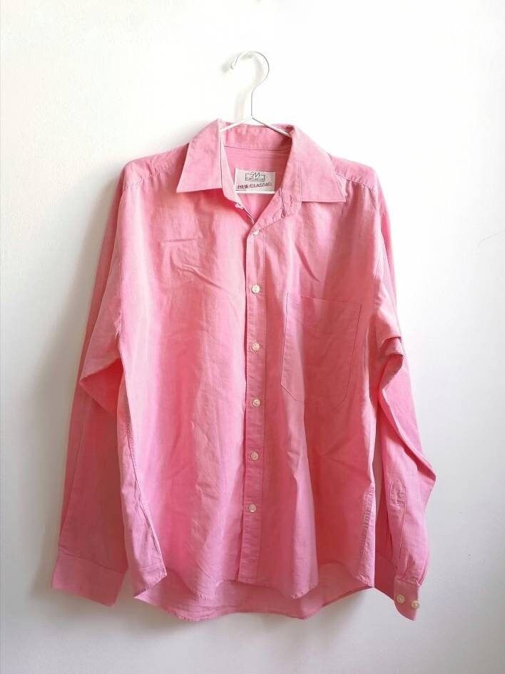 True Vintage Hemd 70Er 80Er 90Er 40 100% Baumwolle Rosa Pink von Narvhi