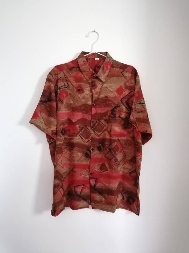 True Vintage Hemd 70Er 80Er 90Er Orange Braun Töne Crazy Pattern 42 Kurzarm True Vintage Hemd 70Er 80Er 90Er Orange Braun Töne Crazy Pattern 42 Kurzarm von Narvhi