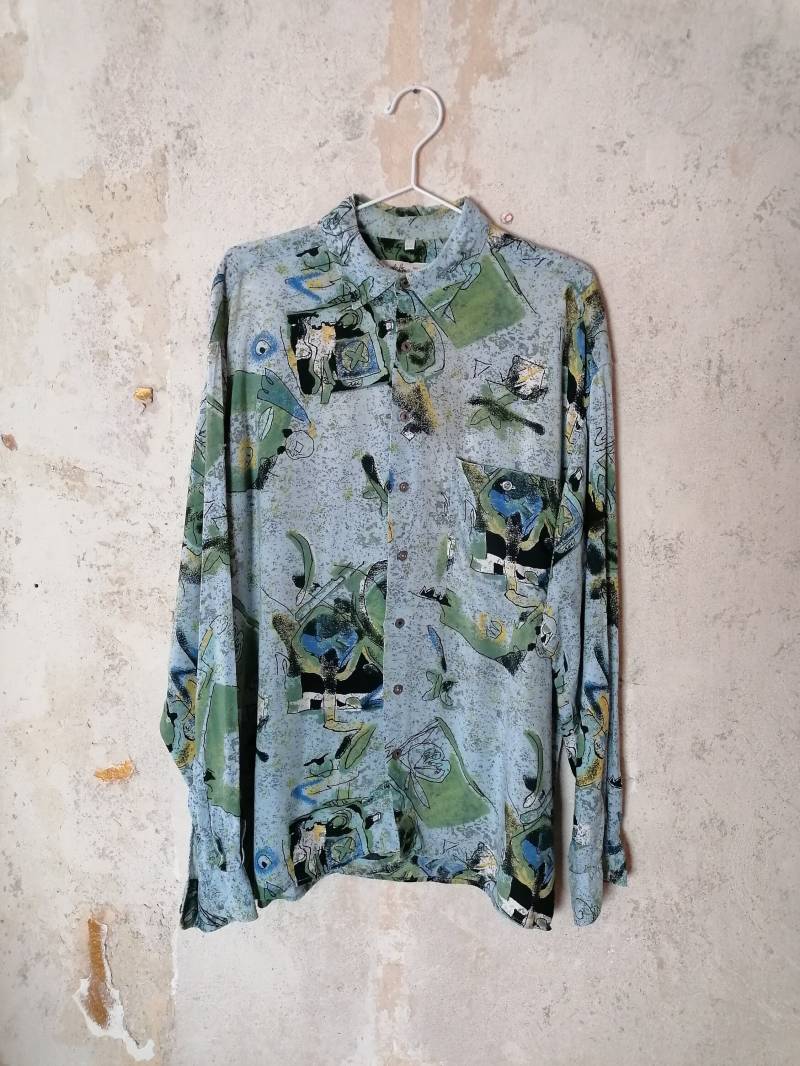 True Vintage Hemd 80Er 90Er Grün Türkis Pastell Crazy Pattern L 41/42 Langarm True Vintage Hemd 80Er 90Er Grün Türkis Pastell Crazy Pattern L 41/42 Langarm von Narvhi