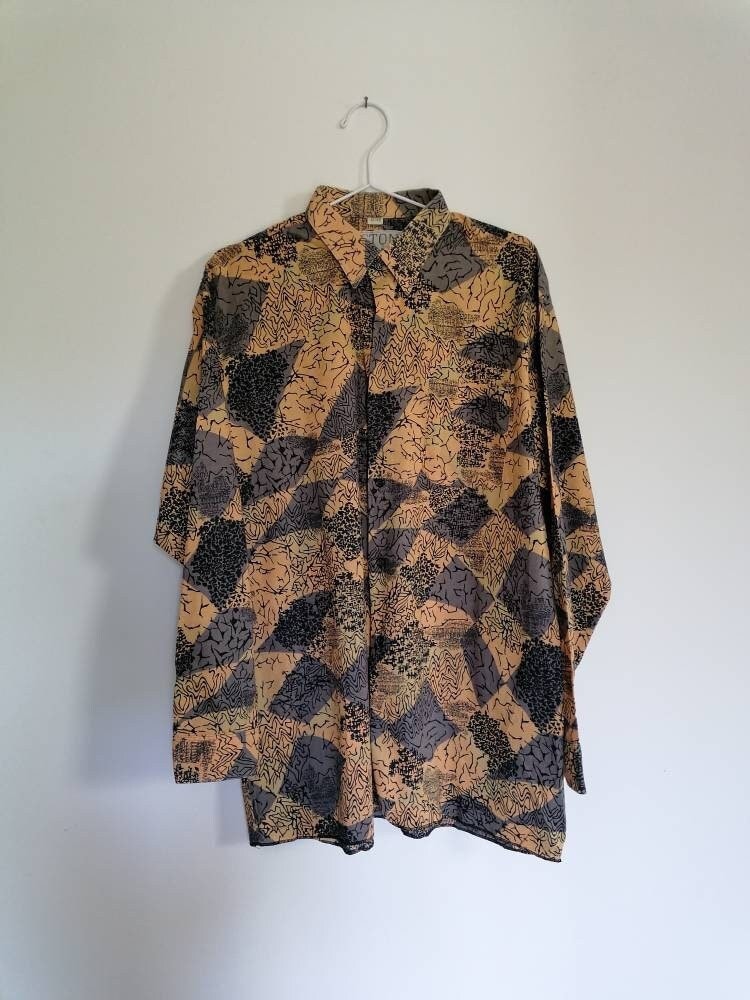 True Vintage Hemd 80Er 90Er Retro Crazy Pattern Orange Grau 41/42 Baumwolle Festival True Vintage Hemd 80Er 90Er Retro Crazy Pattern Orange Grau 41/42 Baumwolle Festival von Narvhi