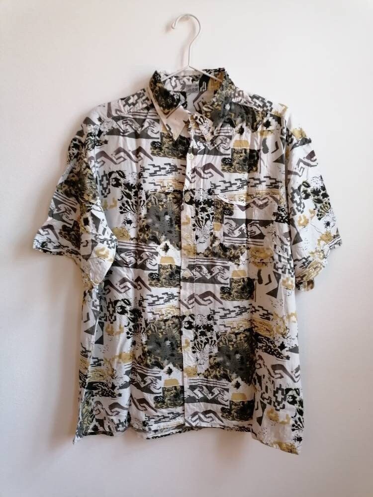True Vintage Hemd 80Er 90Er Retro Crazy Pattern Weiß Braun Schwarz L 41/42 Button Down True Vintage Hemd 80Er 90Er Retro Crazy Pattern Weiß Braun Schwarz L 41/42 Button Down von Narvhi