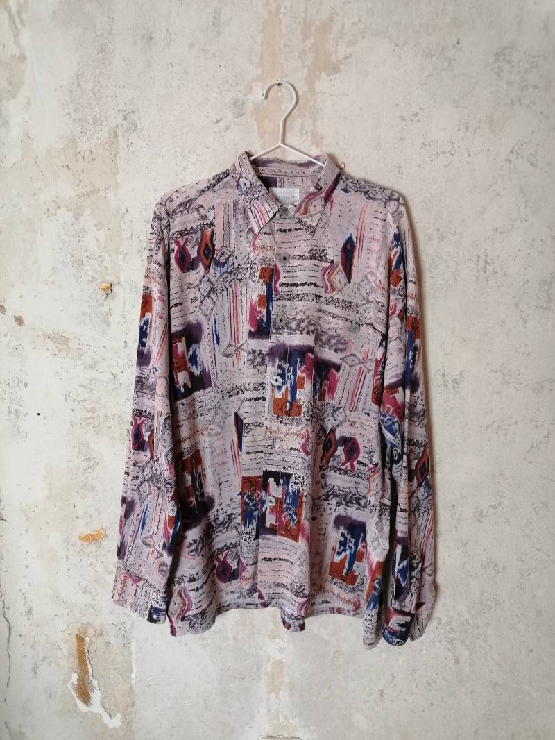True Vintage Hemd 80Er 90Er Rosa Rot New Wave Crazy Pattern Langarm Onesize 41/42 Langärmlig True Vintage Hemd 80Er 90Er Rosa Rot New Wave Crazy Pattern Langarm Onesize 41/42 Langärmlig von Narvhi