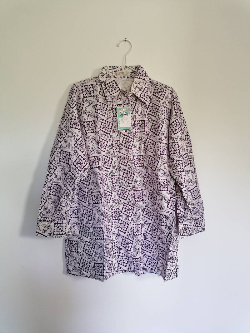 True Vintage Hemd 80Er 90Er Unisex Crazy Pattern Festival Lila Weiß Geometrisch Gemustert 39 True Vintage Hemd 80Er 90Er Unisex Crazy Pattern Festival Lila Weiß Geometrisch Gemustert 39 von Narvhi
