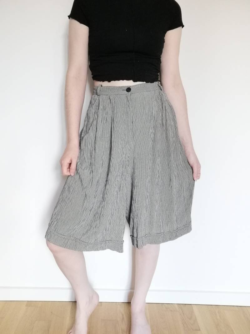 True Vintage Hose 80Er 90Er Blau Beige Kariert Sommer Tailored Shorts Elegant Bundfalten High Waist 46 Xxxxl 4Xl von Narvhi