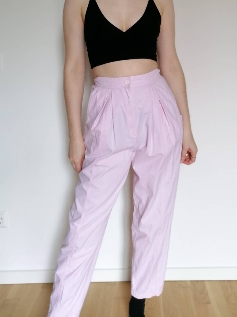 True Vintage Hose Rosa 70Er 80Er Retro Xs S 36 38 High Waist Bundfaltenhose Pastell 80S Sommer von Narvhi