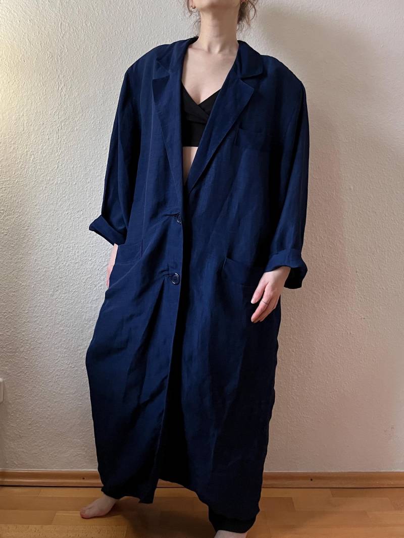 True Vintage Leinen Mantel 80Er Blau Indigo L 40 Tall Langgröße 80 Leinenmischung Übergangsmantel Sommermantel True Vintage Leinen Mantel 80Er Blau Indigo L 40 Tall Langgröße 80 Leinenmischung Übergangsmantel Sommermantel von Narvhi