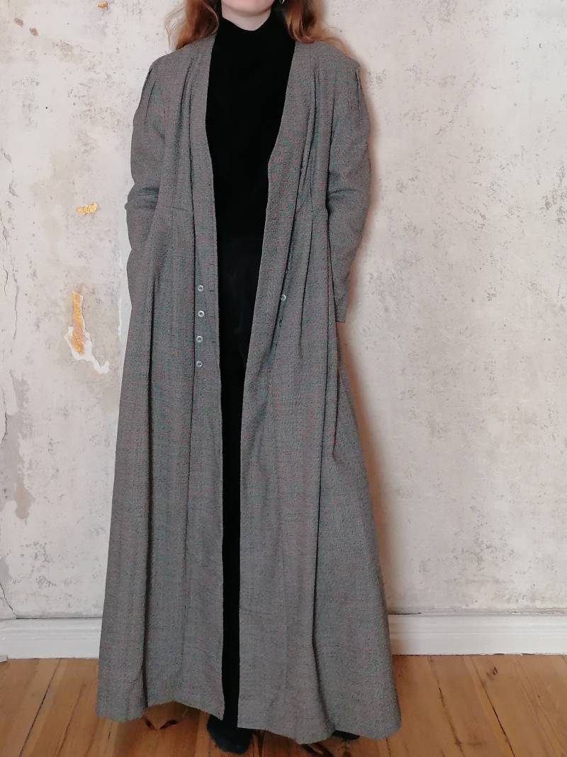 True Vintage Mantel Margit Menia Designer Collection 38 M 100% Wolle Grau Meliert Übergangs Antelope Elegant Tall 70Er 80Er 90Er von Narvhi