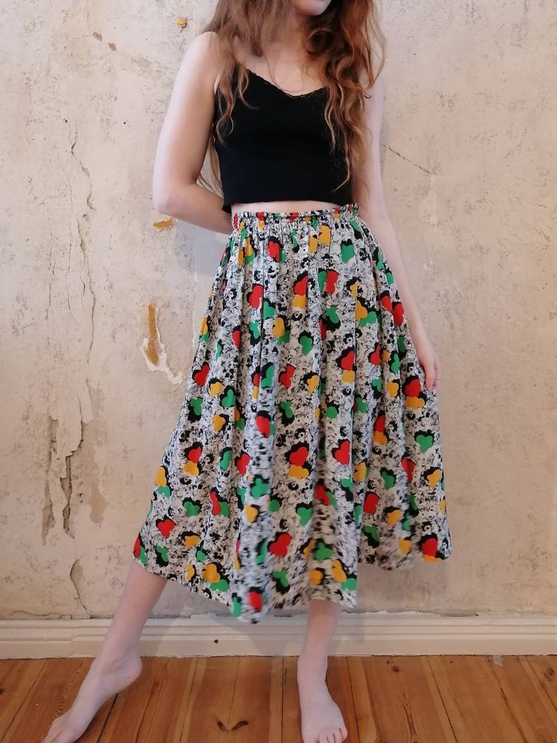 True Vintage Midi Rock Plus Onesize 70Er 80Er Grün Rot Gelb Schwarz Weiß Abstrakt Gemustert Granny Handmade Faltenrock Crazy Pattern True Vintage Midi Rock Plus Onesize 70Er 80Er Grün Rot Gelb Schwarz Weiß Abstrakt Gemustert Granny Handmade Faltenrock Crazy Pattern von Narvhi