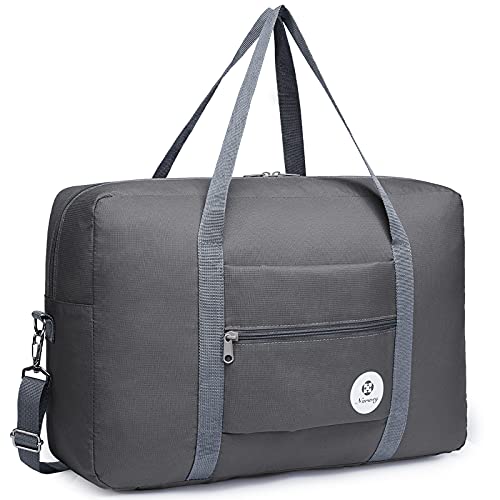 Narwey Handgepäck Tasche für Flugzeug 55x40x20cm/45x36x20cm Faltbare Reisetasche Overnight Weekend Damen Handgepäck Sporttasche Koffer 25L mit Schultergurt (Grau) von Narwey