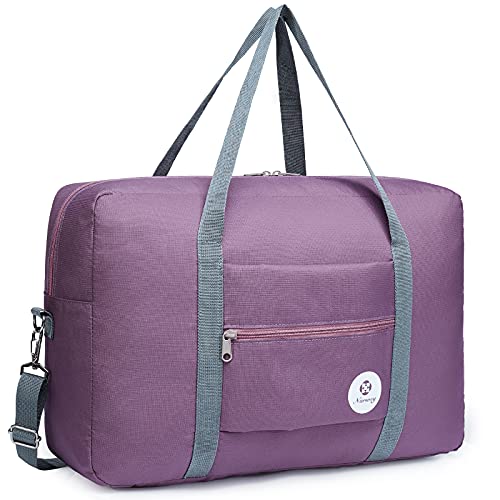 Narwey Handgepäck Tasche für Flugzeug 55x40x20cm/45x36x20cm Faltbare Reisetasche Overnight Weekend Damen Handgepäck Sporttasche Koffer 25L mit Schultergurt (Lila) von Narwey