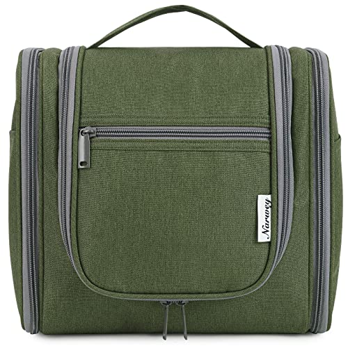 Groß Kulturbeutel Damen & Herren - Gross Kulturtasche Zum Aufhängen, Kinder Kosmetiktasche - Waschtasche für Frauen & Mädchen (Armeegrün(Groß)) von Narwey