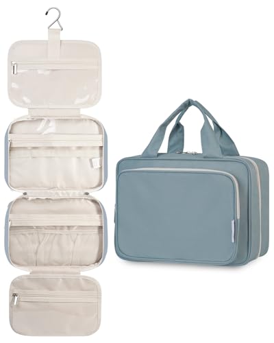 Kulturbeutel zum Aufhängen Kulturtasche Damen Waschtasche Gross Kosmetiktasche Groß Waschbeutel Kosmetik-Organizer für Damen Mädchen (Graublau (Groß)) von Narwey