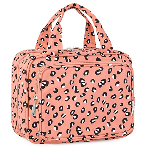 Narwey Kulturbeutel Damen Kulturtasche zum Aufhängen Waschtasche Kosmetiktasche Groß Waschbeutel Kosmetik-Organizer für Damen Mädchen(Orange Leopard) von Narwey