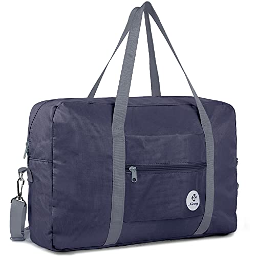 Narwey Handgepäck Tasche für Flugzeug 55x40x20cm/45x36x20cm Faltbare Reisetasche Overnight Weekend Damen Handgepäck Sporttasche Koffer 25L mit Schultergurt (Navy blau) von Narwey