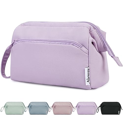 Narwey Reise Kosmetiktasche Schminktasche Make-up-Tasche mit Große Weit Offener Tasche für Damen Frauen(Lila) von Narwey